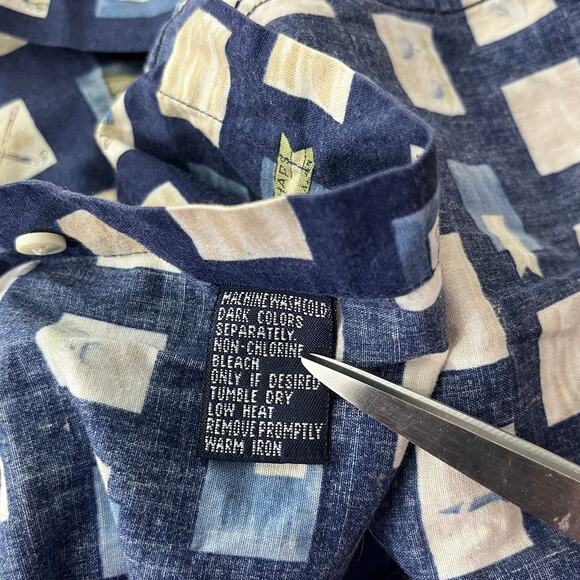 Vintage Chaps Ralph Lauren Shirt Mens XL Blue Geometric Print‎ Casual Y2K 90s - Picture 7 of 9